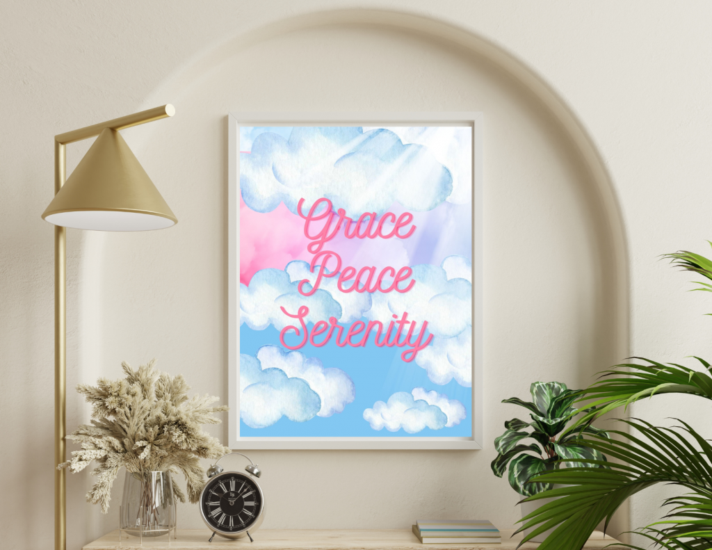 Celestial Calm Collection: Hope, Strength & Serenity Cloud Wall Art (Set of 4 Digital Prints)