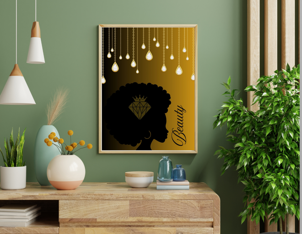 "Crowned in Brilliance: Black Women Empowerment Digital Walll Art Set"