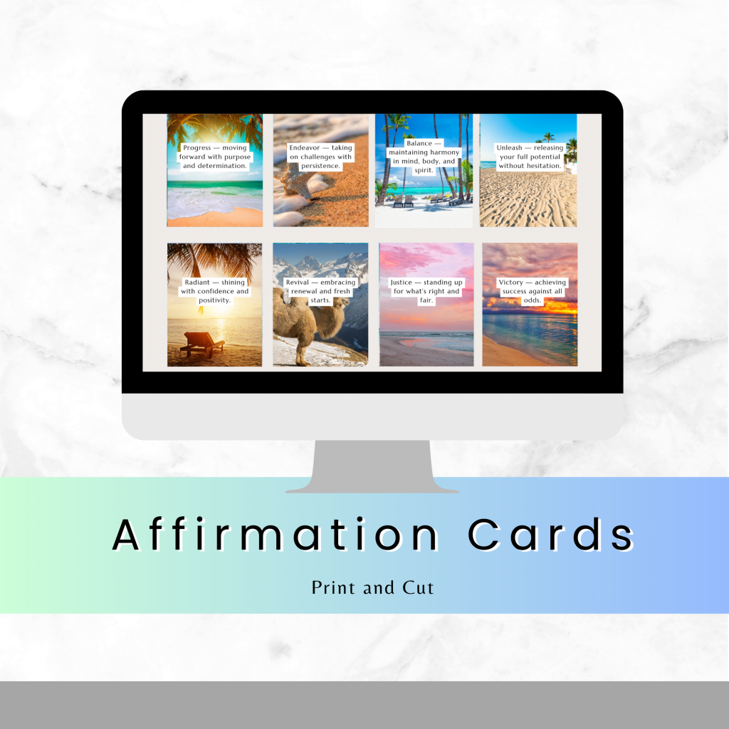 Serene Waves Affirmation Card Collection – Ocean & Beach Inspired Printable Set