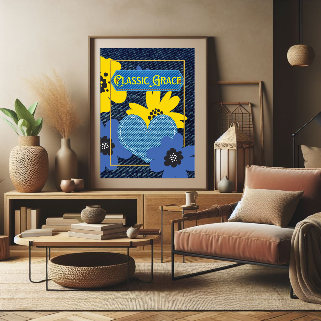 Floral Denims Timeless Duo: True Allure & Classic Grace Digital Art Set