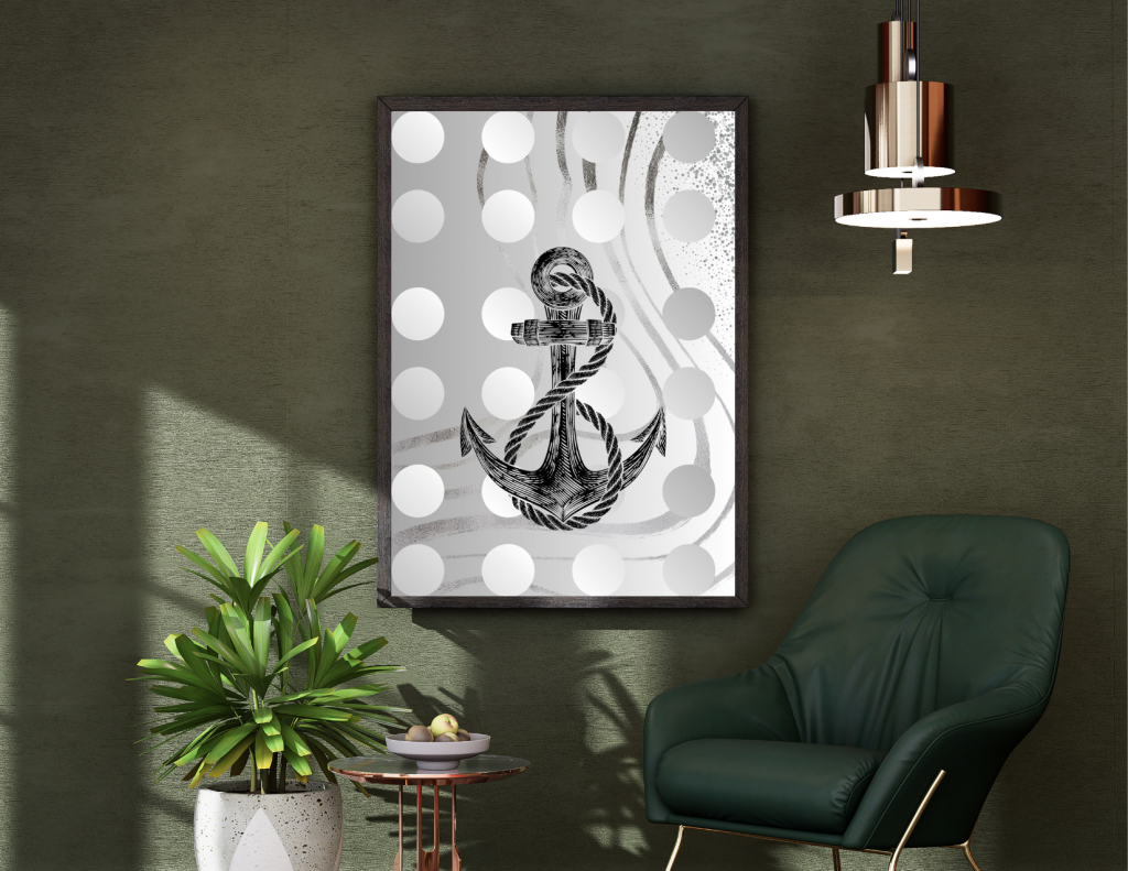 Anchored in Strength: Silver-Toned Digital Art Collection