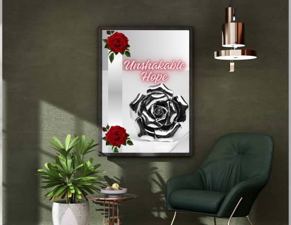 Radiant Rose Collection: Silver & Red Floral Digital Art Series - Image 2