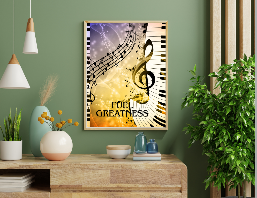 Musical Motivation Wall Art Set: Thrive Daily, Level Up & Fuel Greatness