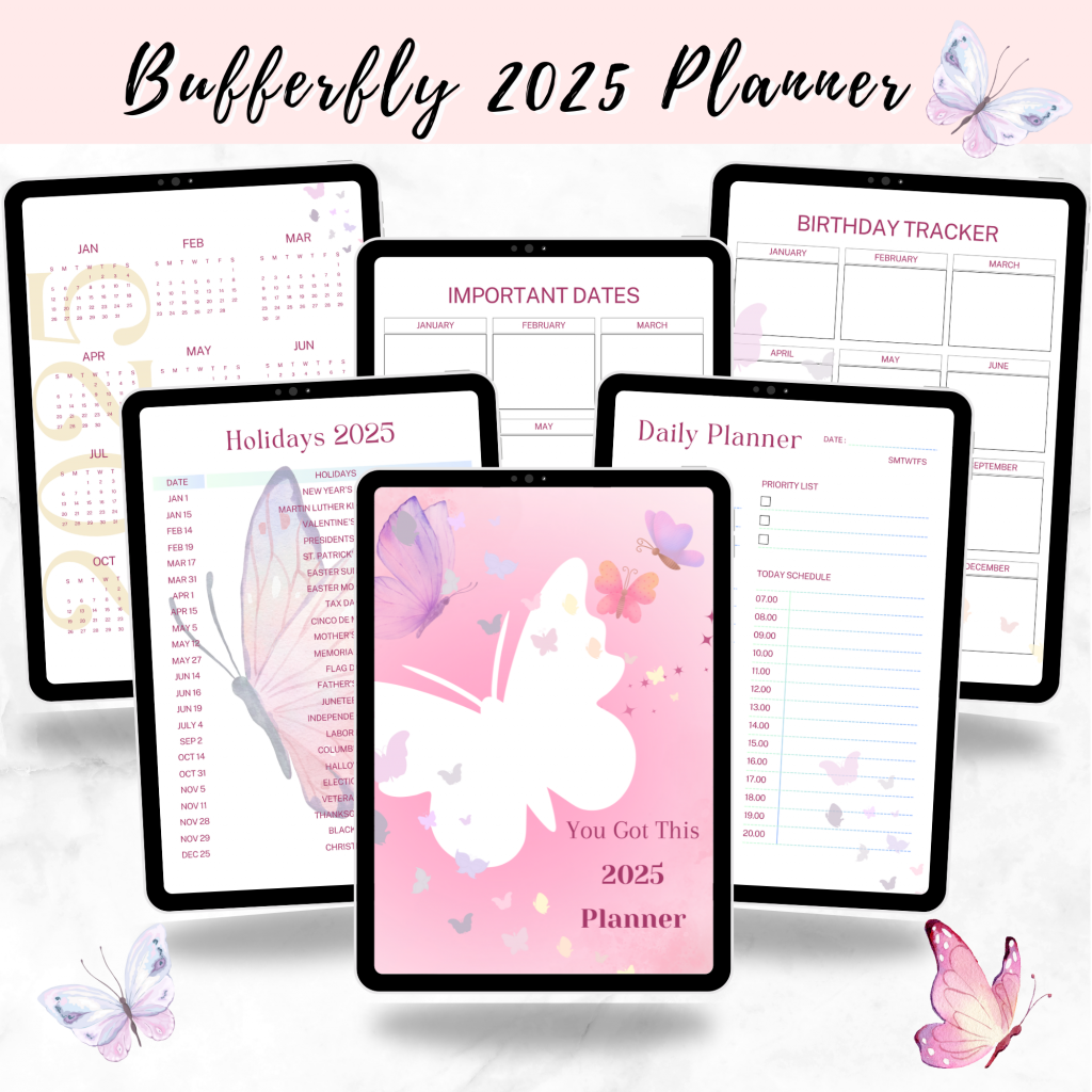 Butterfly 2025 Digital Planner – Stay Organized with Style & Purpose