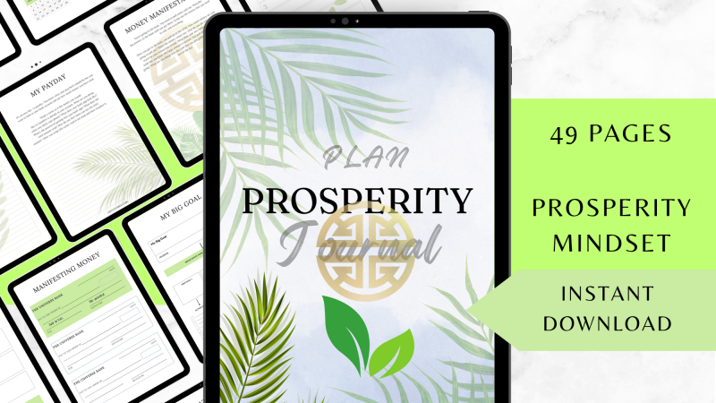 Plan Prosperity Journal – Digital Manifestation Planner with Vision Board, 369 Method, Income Tracker, and Wealth Affirmations"
